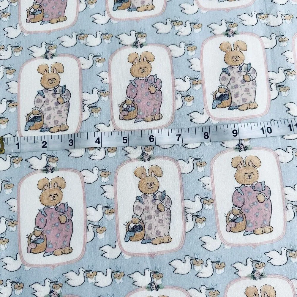 Vintage Expectant Mom Pregnant Bunny Rabbit QUILT BLOCK FABRIC Panel 35